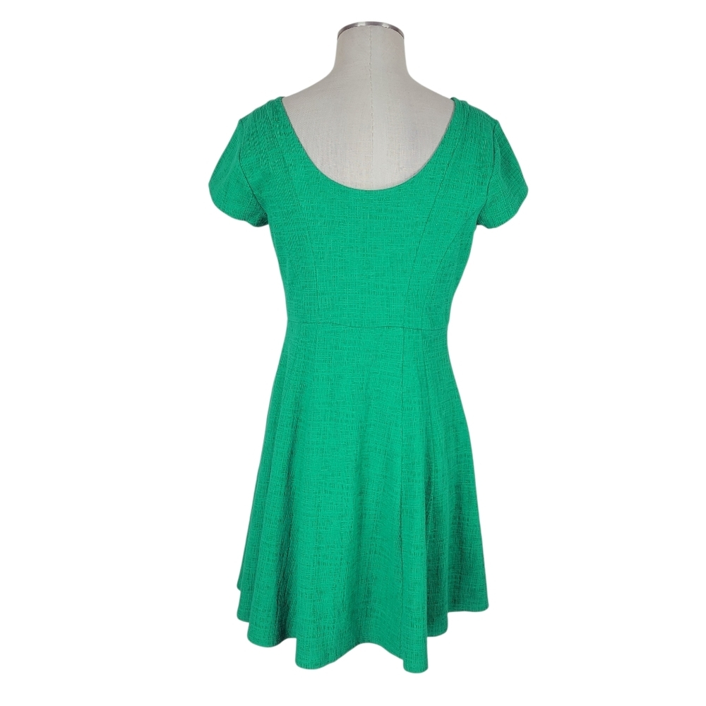 Anthropologie Maeve Nova Fit & Flare Dress Size M Green Textured Knit Lined - Picture 4 of 11